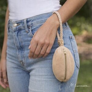 NEW Free People Kingsley Tan Suede Braided Wristlet – Limited Edition – NWT